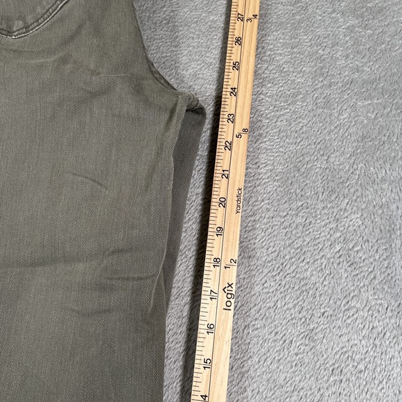 Judy Blue Jeans Womens 7/28 Green High‎ Waist Control Top Fray Hem Crop Wide Leg - Picture 9 of 11